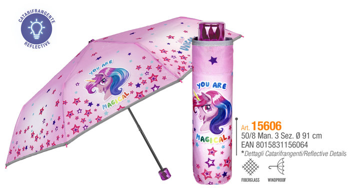Paraguas infantil plegable 50/8 manual unicornio Bibabuk