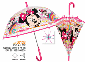 Paraguas infantil 45/8 automatico cupula transparente minnie