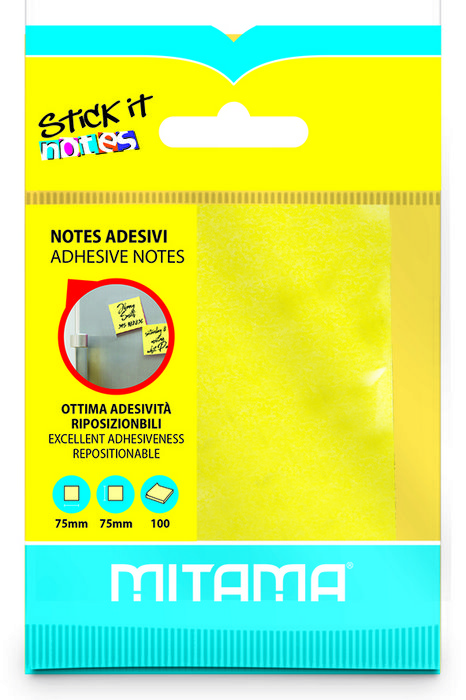 Notas adhesivas mitama 75 x 75 mm 100 hojas amarillo