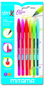 Boligrafo punta 1.0mm blister 6 uds colores neon surtidos