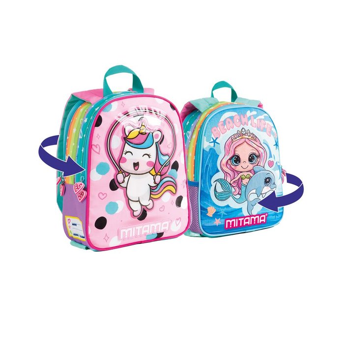 Mochila mitama spinny doble cara unicornio y sirena BISHOP