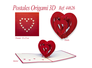 Postal 3d origami corazon