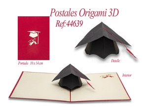 Postal 3d origami graduacion