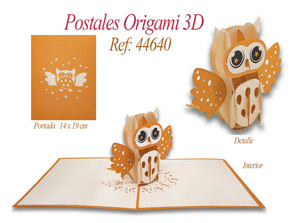Postal 3d origami buho
