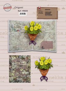 Postal 3d origami anekke ramo flores