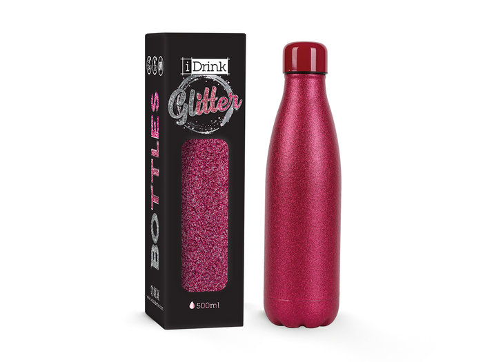 Botella acero inoxidable termica 500ml glitter rosa