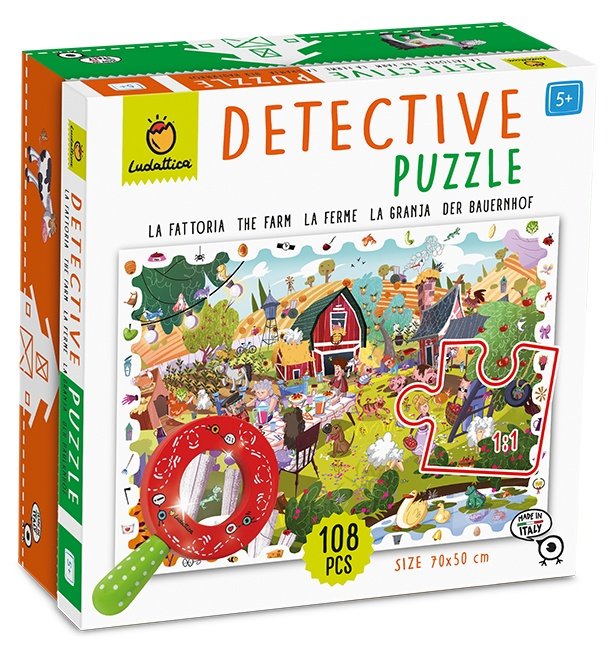Juego detective puzzle 108 piezas - la granja