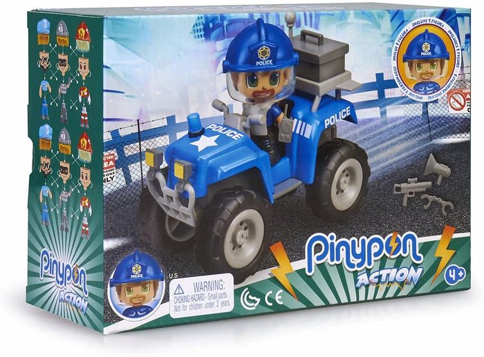 Pinypon action policia con coche quad