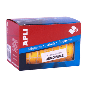 Rollo etiquetas pvp naranja fluorescente removibles 12x18