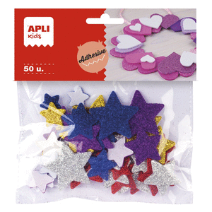 Estrellas purpurinas goma eva adhesivas 50 unidades