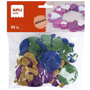 Letras purpurina goma eva adhesivas 52 unidades