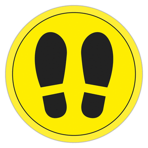 Circulo adhesivo amarillo con pies  30 cm de diametro