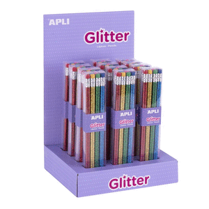 Expositor lapices purpurina y goma  glitter collection 12 u.
