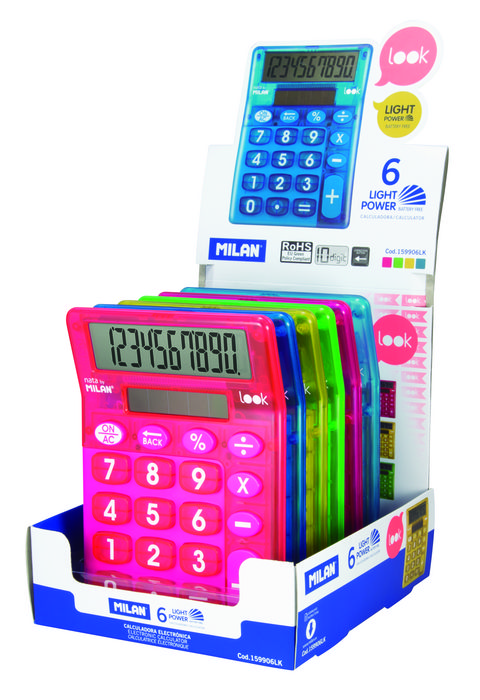 Expositor 6 calculadoras milan 10 digitos nata look