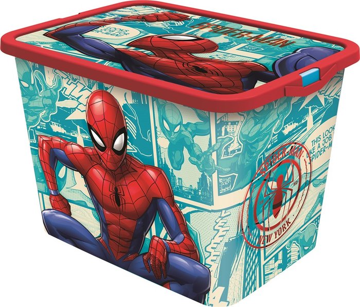 Caja plastico click almacenamiento 23l. grande spiderman - Librería Thalía