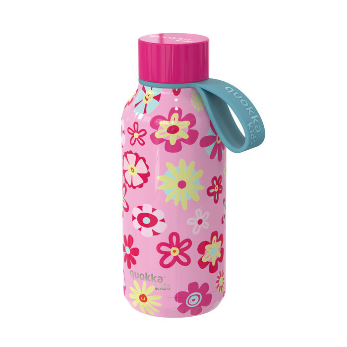Botella termo infantil con asa 330 ml rosa flores quokka - Librería Rayuela