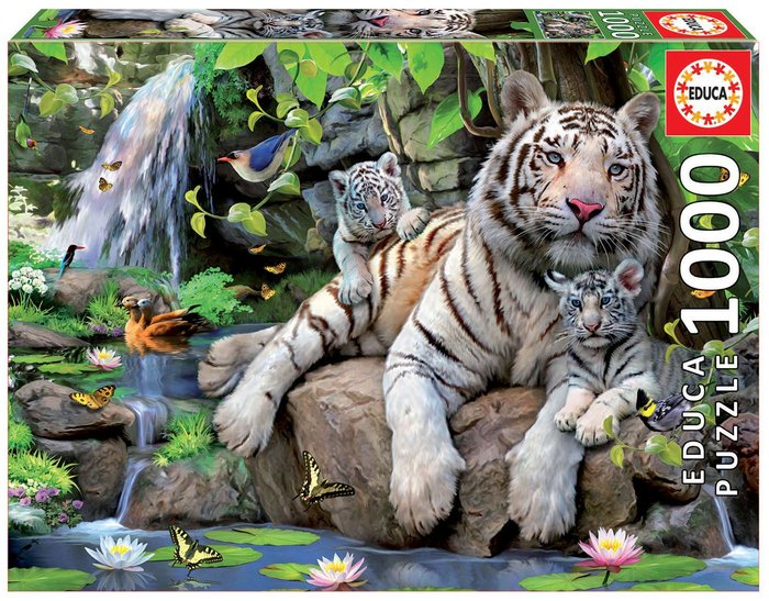 Puzzle educa 1000 piezas tigres blancos de bengala