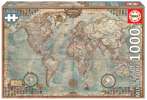 Puzzle educa 1000 pieza sel mundo, mapa politico miniatura