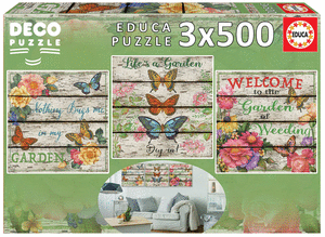 Puzzle educa 3 x 500 piezas deco jardin campestre