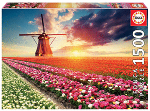 Puzzle educa 1500 piezas paisaje de tulipanes