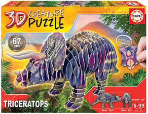 Puzzle triceratops 3d creature