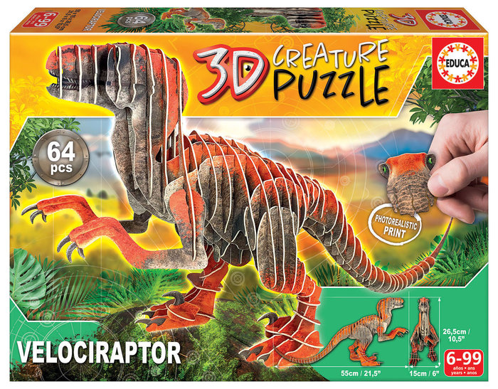 Puzzle 3d creature velociraptor