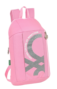 Mini mochila con cremallera vertical benetton flamingo pink
