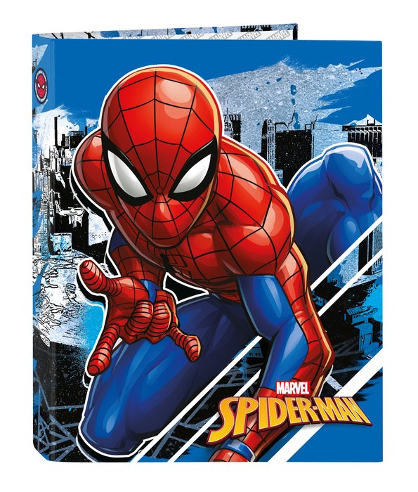 Carpeta carton folio 4 anillas mixtas spiderman great power - Papelería  Bellver