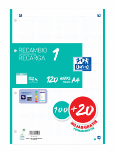 Recambio a4 100+20 hojas 5x5 ice mint 90grs