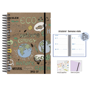 Agenda escolar 12 x 17  s/v ecology kraft