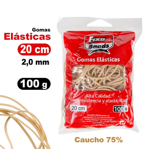 Gomas elasticas 2 mm x 20 cm fixo bolsa 100 gramos