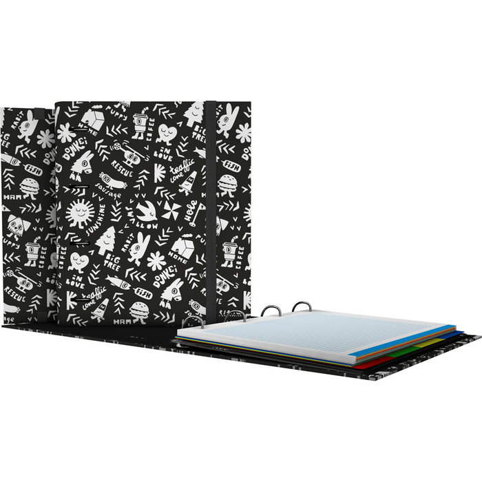 Grafoplás Carpeta tamaño A4 con archivador de anillas con 4 separadores  gruesos y cierre de goma, incluye 100 hojas, grafoplas Carpebook A4