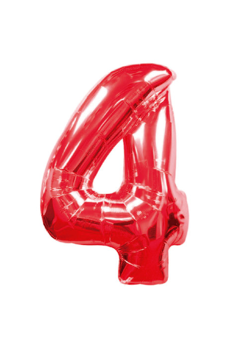 Globo de poliamida 100 cm. helio numero 4 rojo