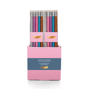 Exp. 12 cajas de 5 lapices glitter con goma