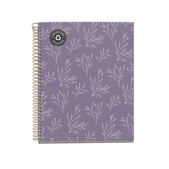 Cuaderno anillas a5 garden lila 120h 4 colores cuadros