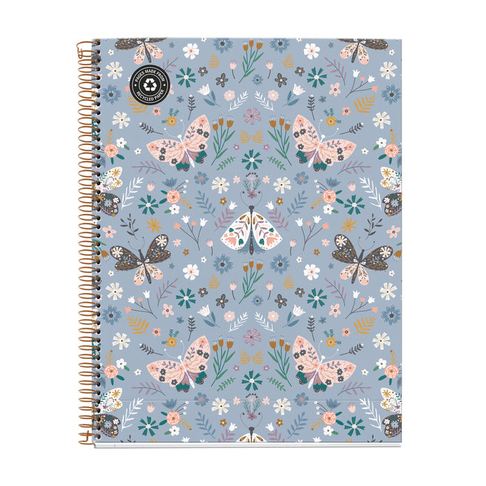 Cuaderno anillas a4 butterfly azul120h 4 colores cuadros