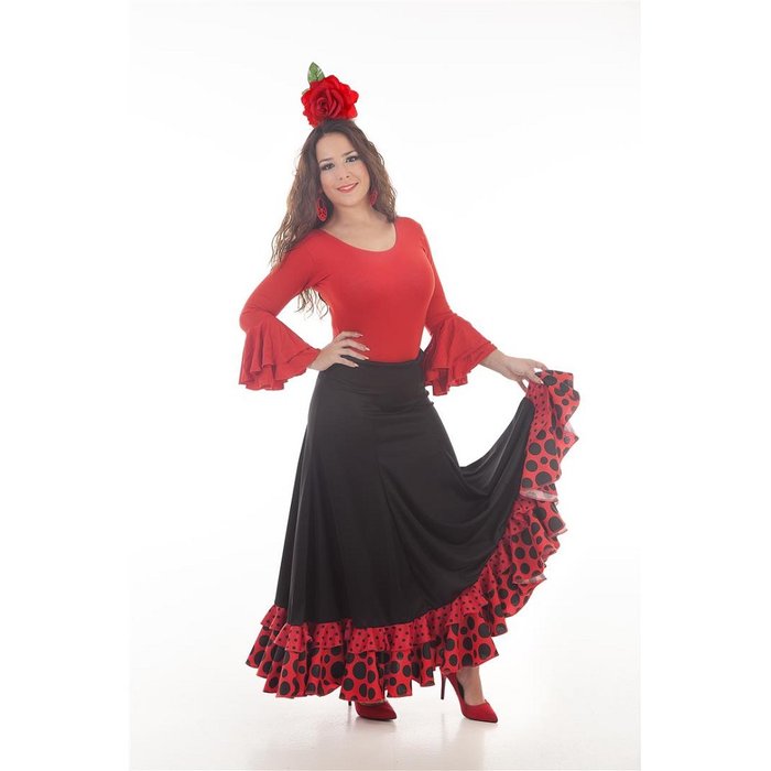Una vez más Regeneración Perjudicial Disfraz falda sevillana negro/rojo baile t-m - Papelería Sambra