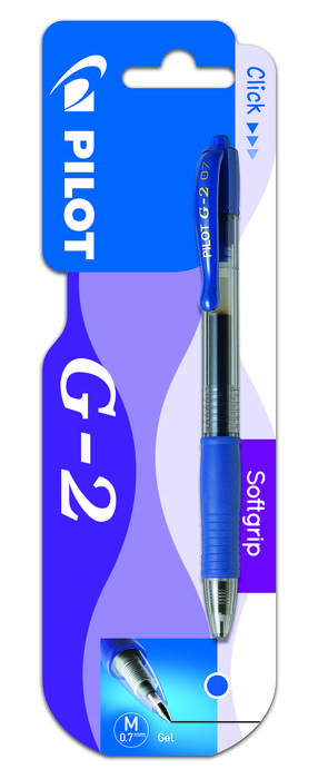 Boligrafo pilot g-2 tinta de gel retractil azul blister 1 ud