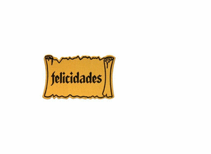 Etiqueta felicidades adhesiva pergamino oro/negro 42-5f13
