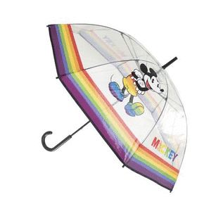 Paraguas largo manual transparente poe disney pride