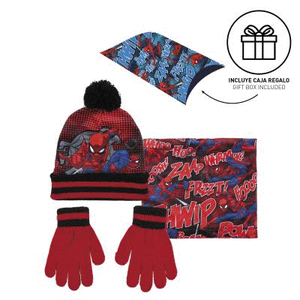 Conjunto 3 piezas guantes+gorro+cuello caja regalo spiderman