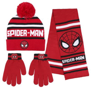 Conjunto 3 piezas bufanda + guantes + gorro spiderman