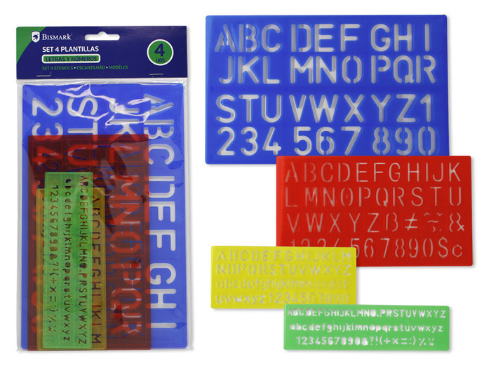 Set 4 plantillas de letras y numeros flexibles