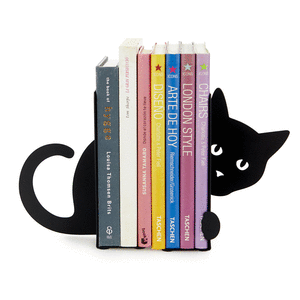 Sujeta libros metal hidden cat negro