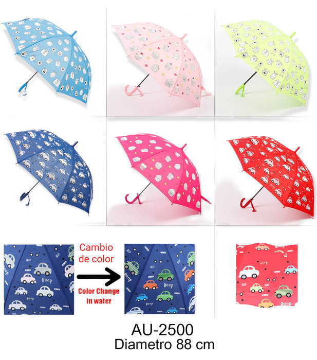 Paraguas infantil cambia color modelos -