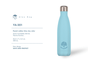 Botella acero inox 500 ml. pastel rubber blue sky