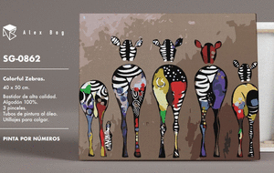 Pintar por numeros cebras pop art