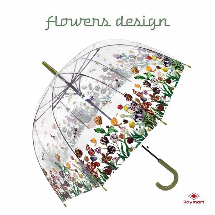 Paraguas mujer automatico transparente flowers - Librería Papelería Goyo