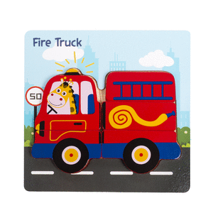 Puzzle de madera infantil 5 piezas diseÑo camion de bomberos