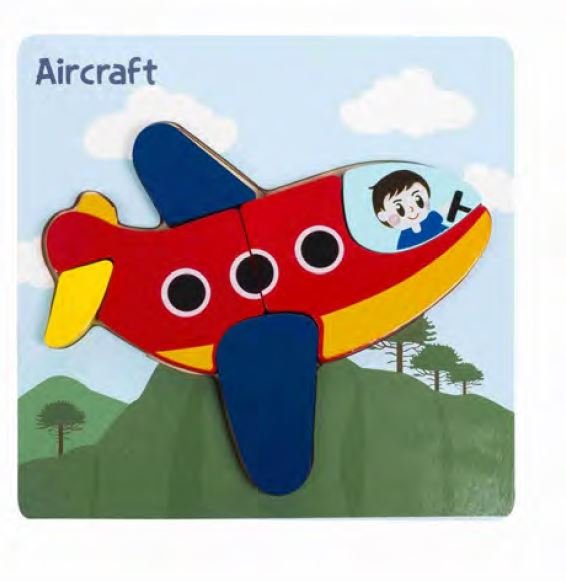 Puzzle de madera infantil 6 piezas diseÑo avion.